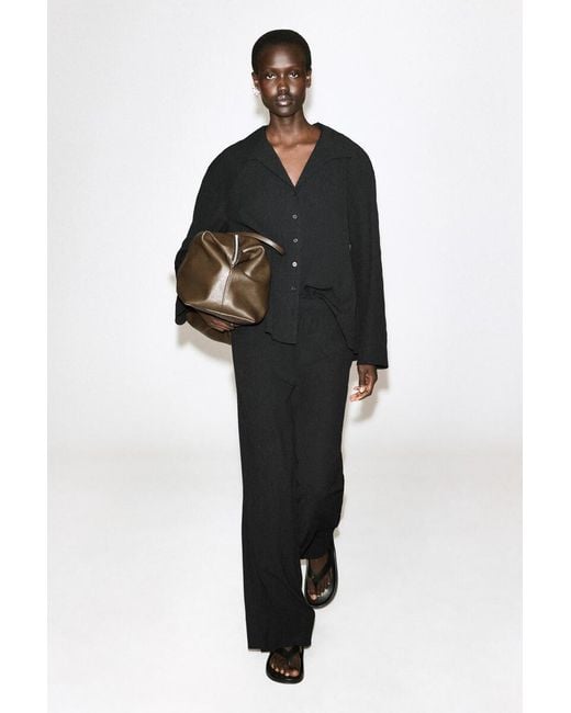 COS Black Crinkled-Jersey Shirt