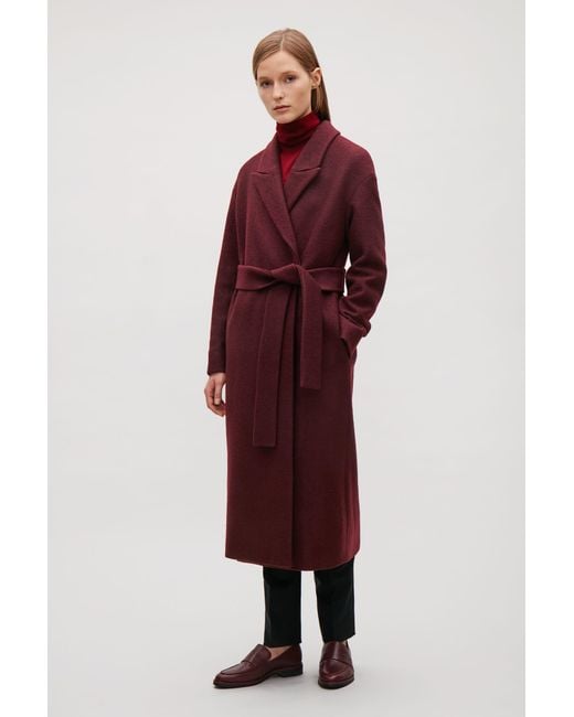 COS Red Belted Wool Coat