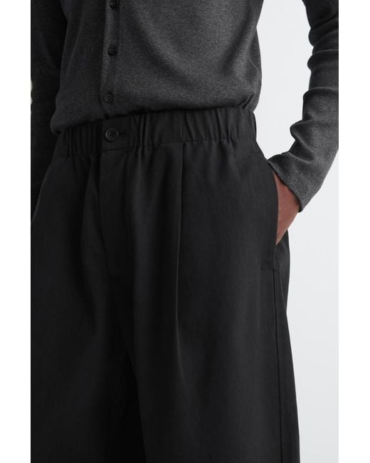 COS Black Pleated Relaxed-Fit Barrel-Leg Pants for men