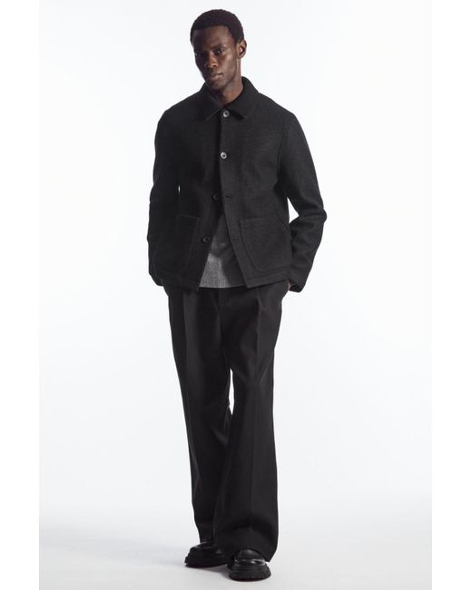 COS Black Knitted-collar Wool Workwear Jacket for men