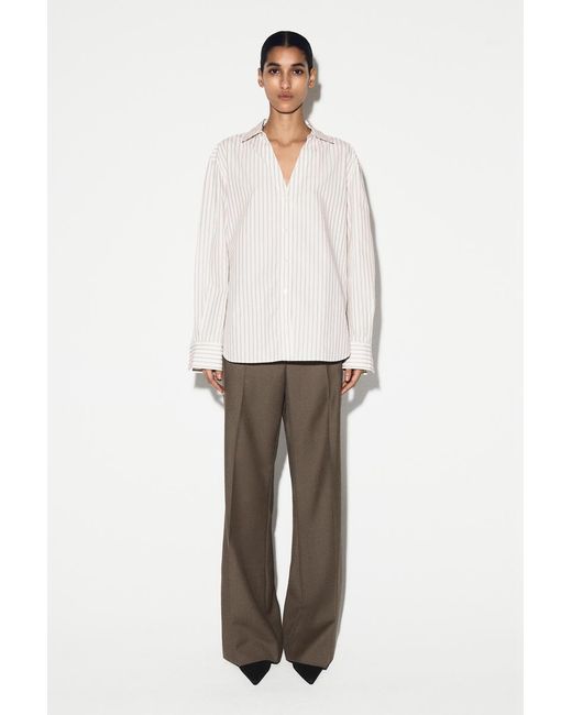 COS White Open-Collar Cotton-Poplin Shirt