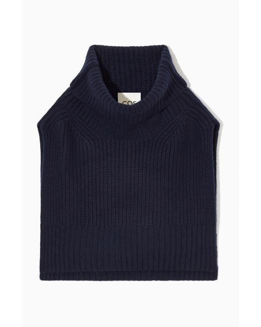 COS Blue Chunky Pure Cashmere Open-side Vest