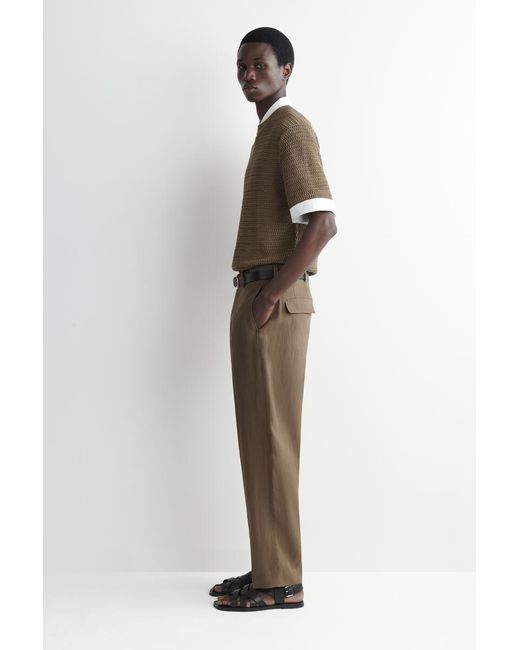 COS Natural Open-Knit T-Shirt for men