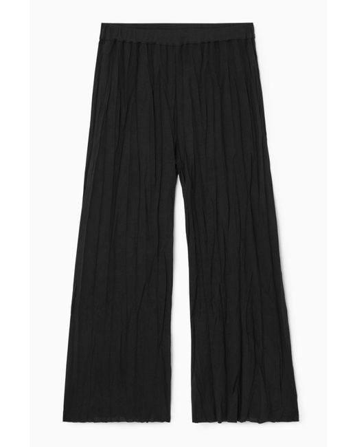 COS Black Crinkled Jersey Wide-leg Pants