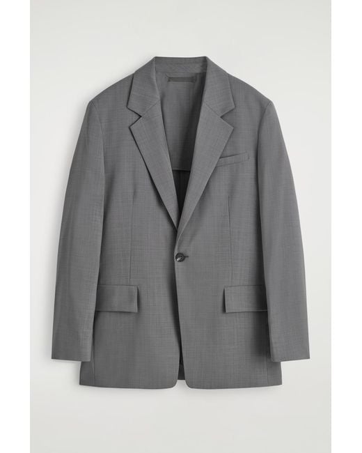 COS Gray Fluid Lightweight Wool Blazer for men