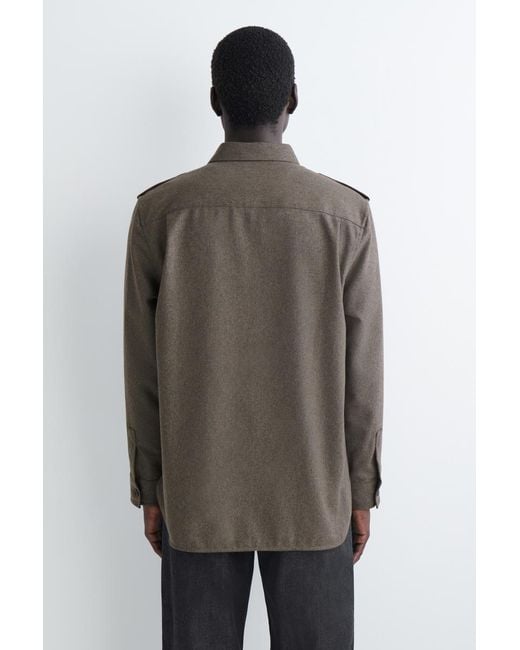 COS Gray Epaulet-Detail Wool Shirt for men