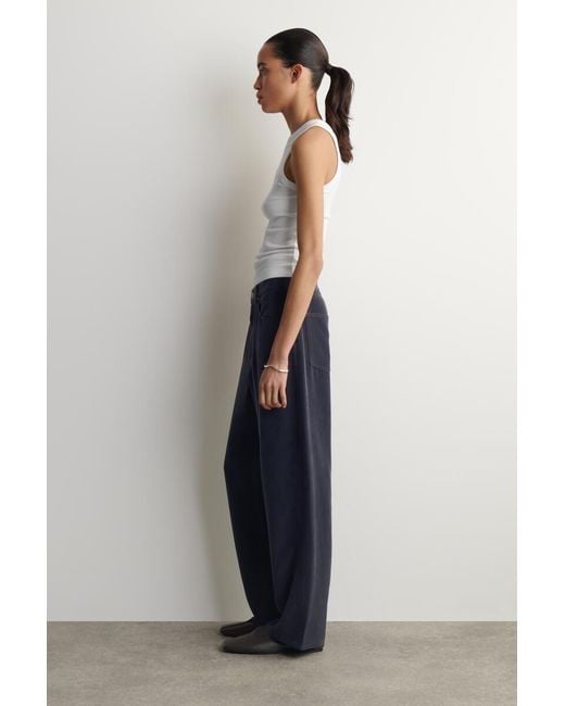 COS Blue Denim-Effect Silk Trousers