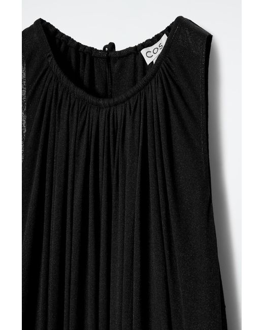 COS Black Gathered Halterneck Maxi Dress