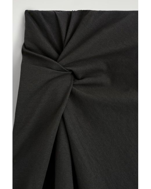 COS Black Twist-Detail Jersey Midi Skirt