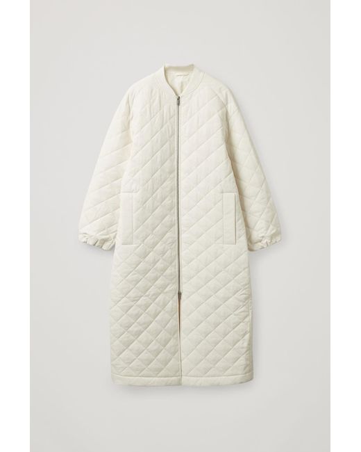 COS White Longline Quilted Coat