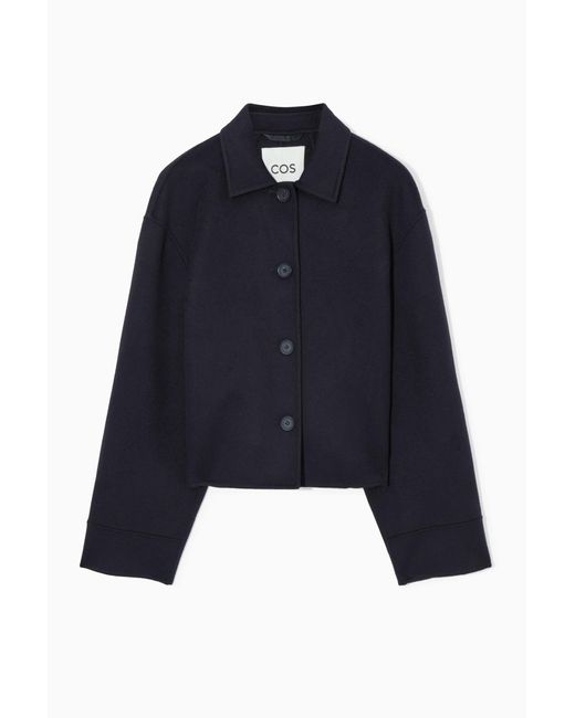 COS Blue Boxy Double-faced Wool Jacket