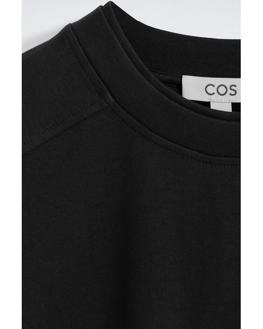 COS Black Oversized Interlock Cotton T-Shirt for men