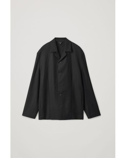 COS Black Long-sleeved Cuban-collar Shirt for men
