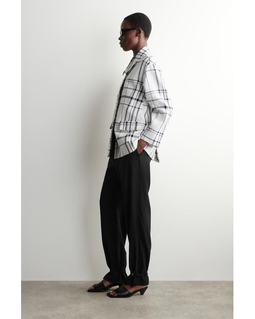 COS White Checked Linen Blazer