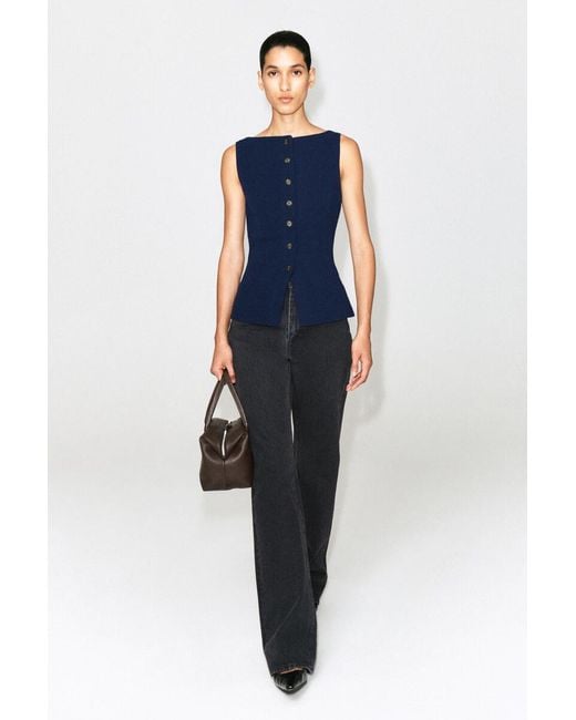 COS Blue Cotton-Blend Crepe Vest