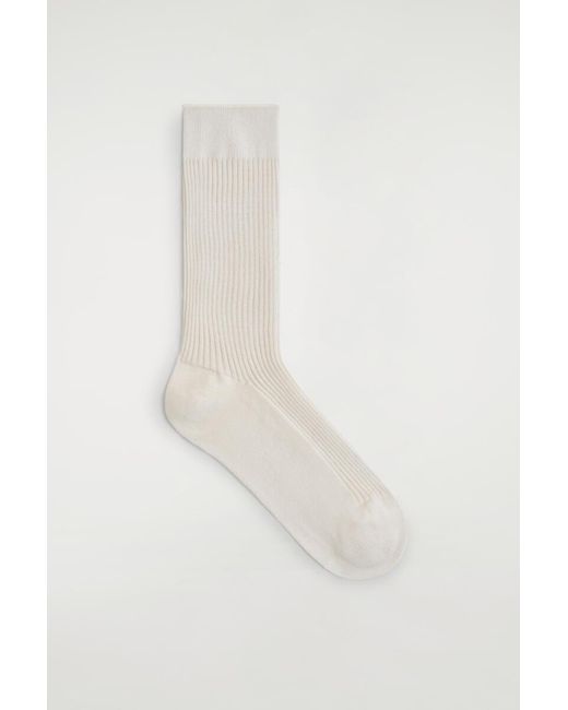 COS White Ribbed Silk Socks