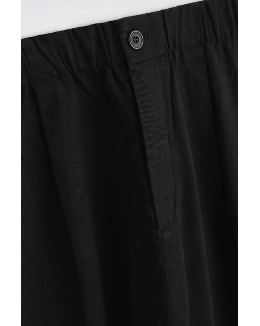 COS Black Pleated Relaxed-Fit Barrel-Leg Pants for men