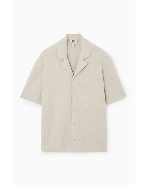 COS White Short-sleeved Bouclé-knit Shirt for men