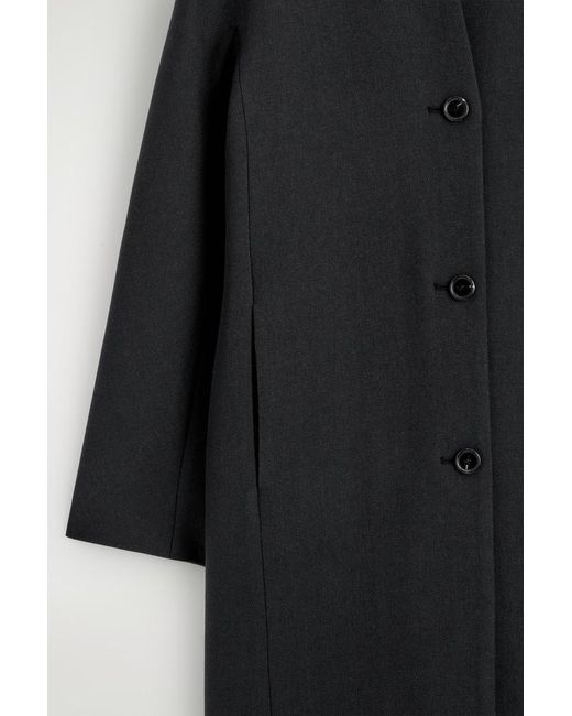 COS Black Collarless Wool-Twill Coat