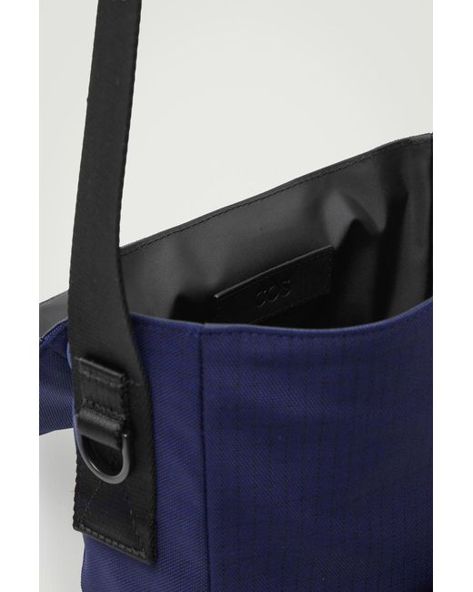 COS Blue Grid Crossbody Bag for men