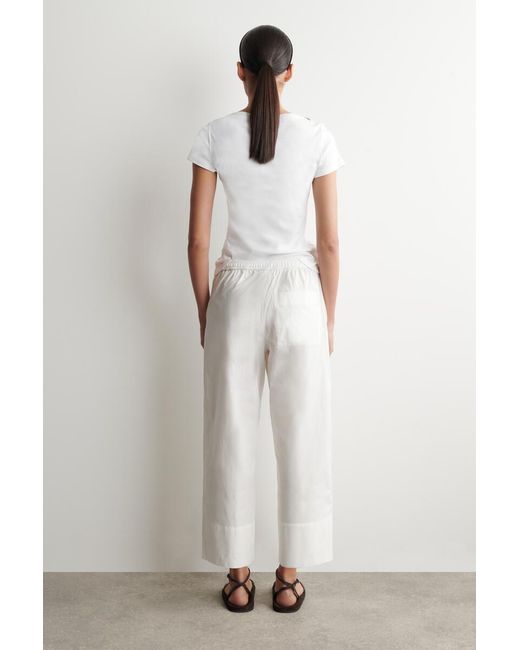 COS White Cotton Straight-Leg Drawstring Pants