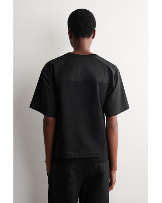 COS Black Poplin-Panelled Jersey T-Shirt
