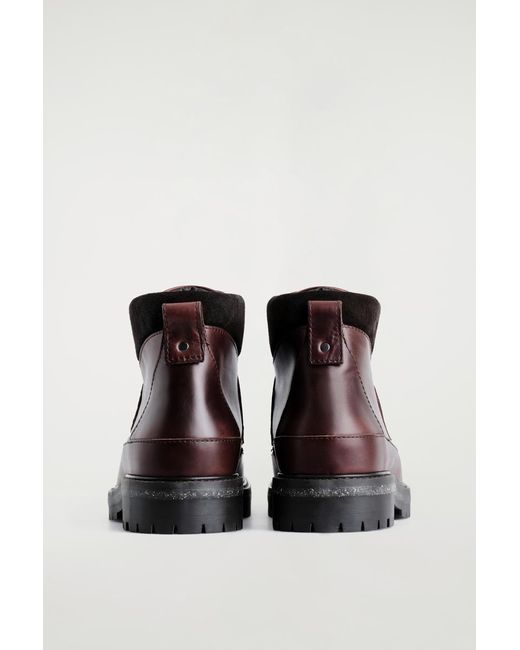 COS Brown Leather Hiking Boots for men