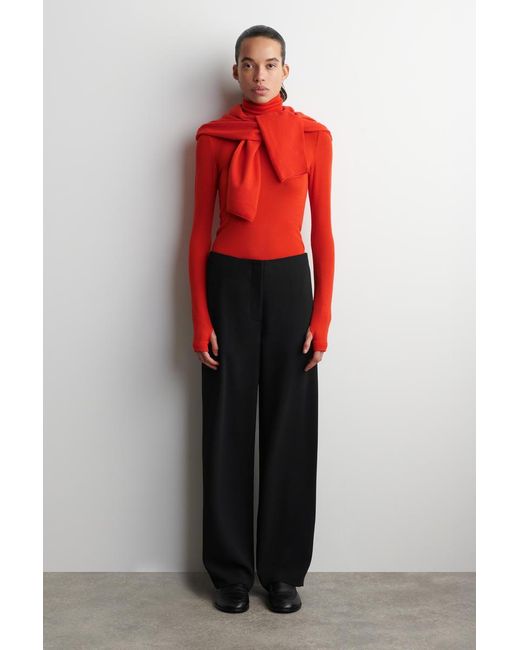 COS Red Wool High-Neck Top
