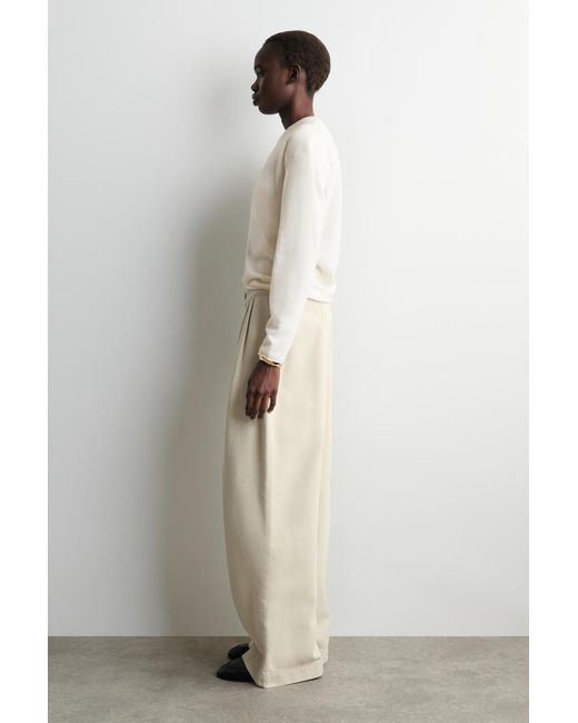 COS Natural Pleated Wide-Leg Denim Pants