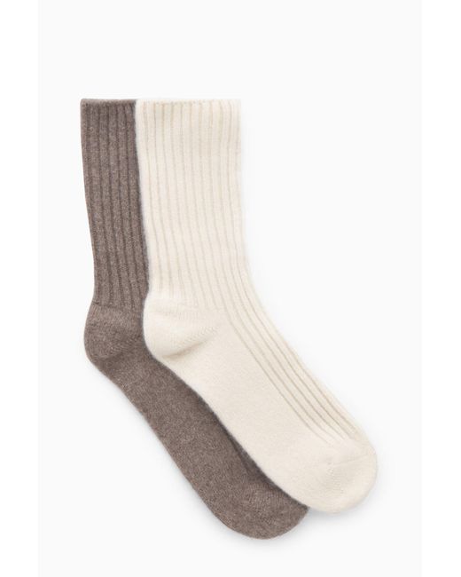 COS White 2-pack Cashmere Socks Gift Set