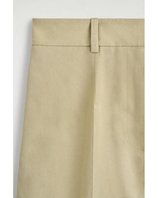 COS Natural Cotton-Twill Wide-Leg Turn-Up Pants