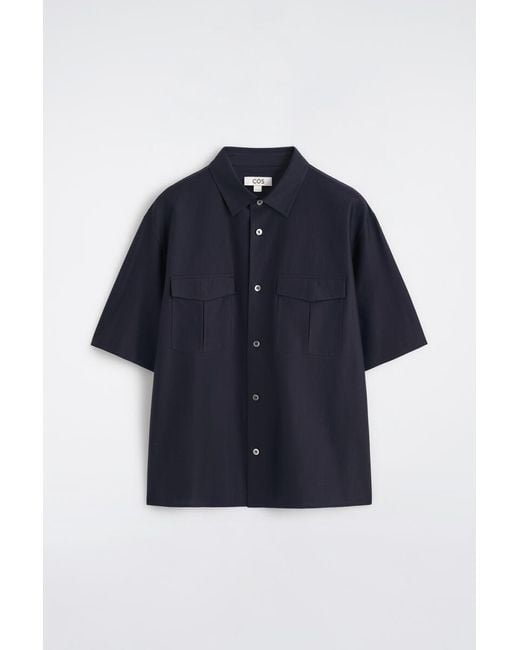 COS Blue Striped Cotton Jacquard Shirt for men