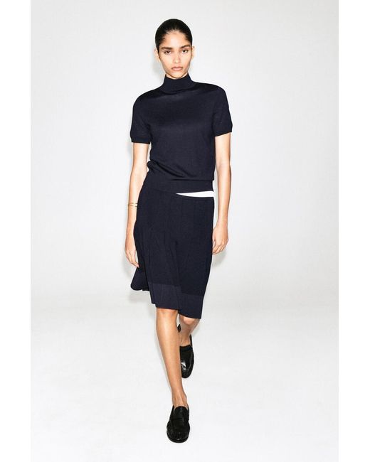 COS Blue Merino Wool Turtleneck Top