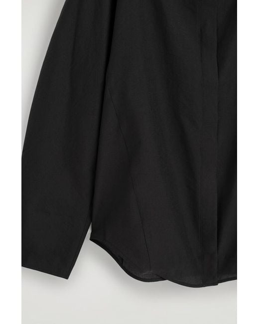COS Black Sculpted Boat-Neck Blouse