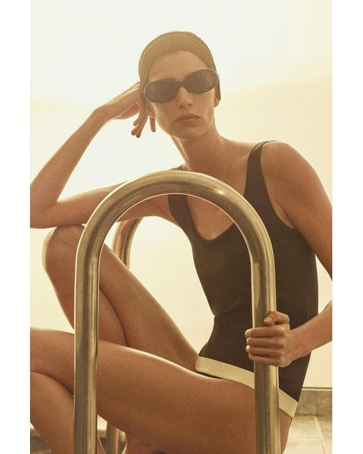 COS Black Colour-Block Scuba Tank Swimsuit