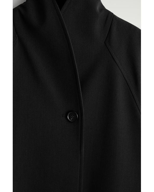 COS Black Belted Wool-Blend Shawl-Collar Jacket