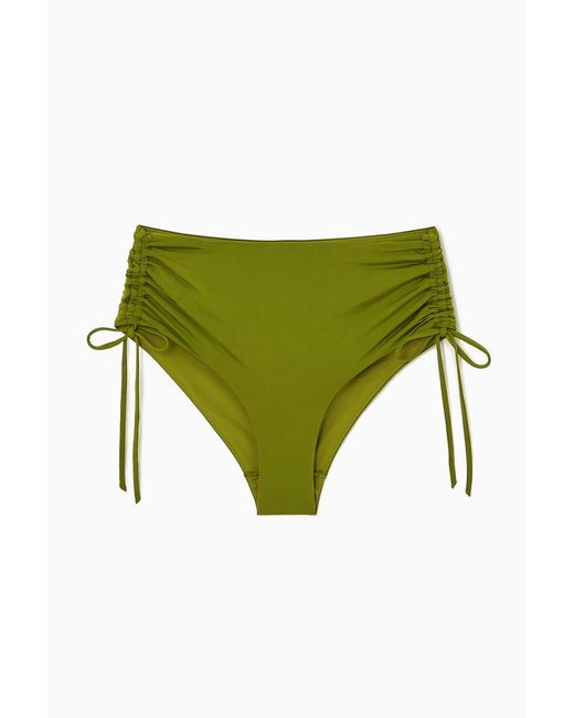 COS Green Geraffte Bikinihose Mit Hohem Bund