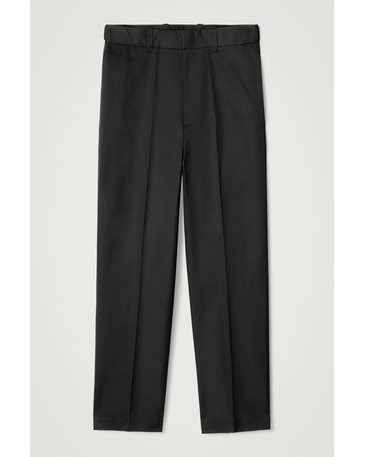 COS Black Relaxed Cotton Straight-Leg Trousers for men