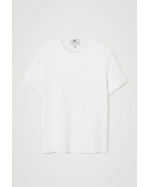 COS Schmal Geschnittenes Geripptes T-shirt in White für Herren