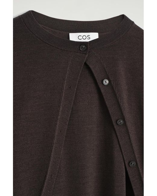 COS Black Layered Merino Wool Cardigan