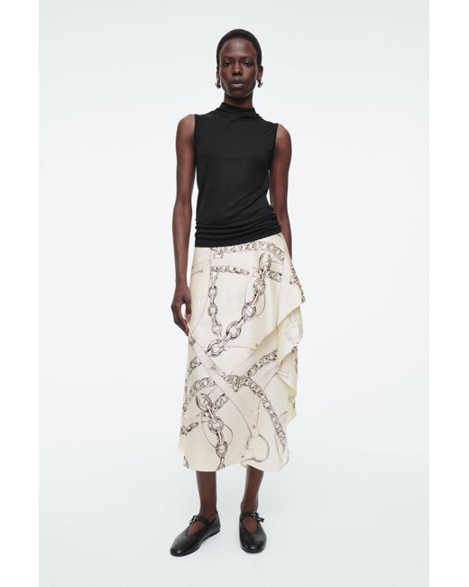 COS Asymmetric Draped Skirt in Natural | Lyst