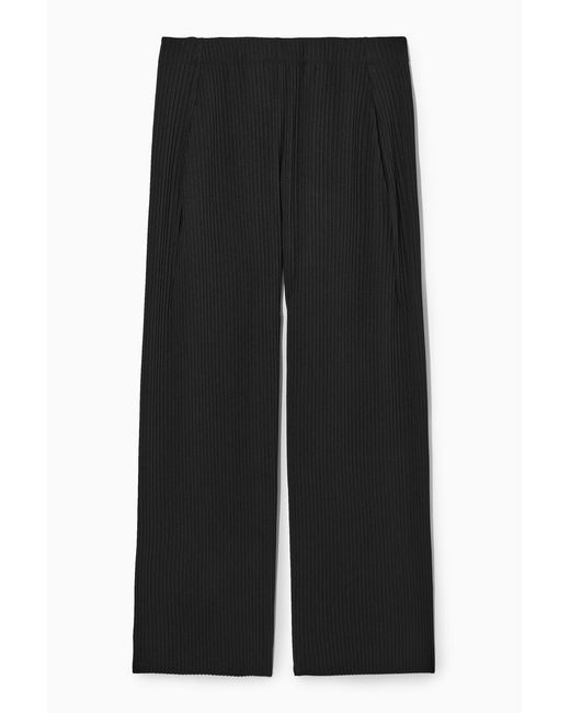 COS Black Pleated Elasticated Pants