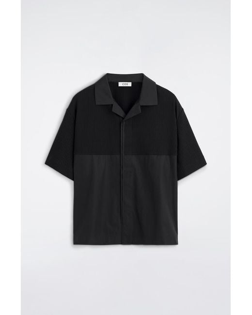 COS Black Relaxed Contrast-Panel Shirt for men