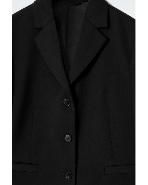 COS Black Short Wool Blazer