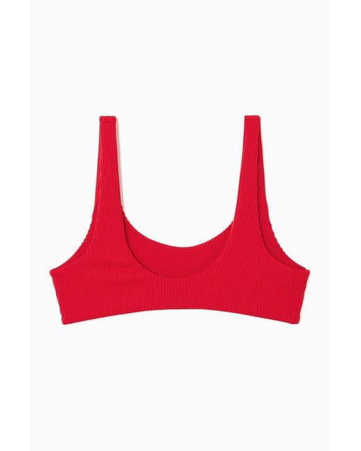 COS Red Scoop-neck Ribbed Bikini Top