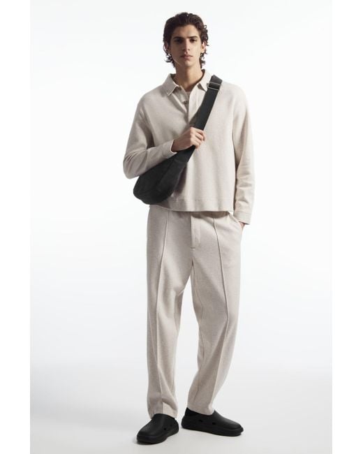 COS White Pintucked Pull-on Jersey Pants for men