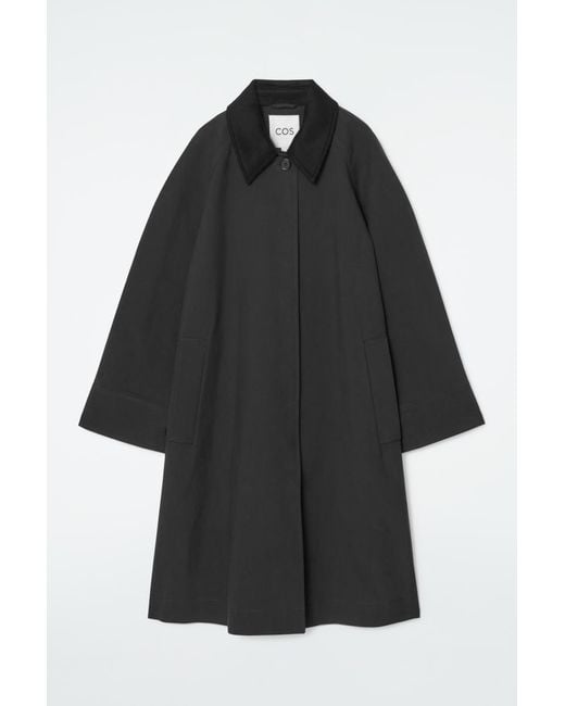 COS Black Wool-trimmed Car Coat