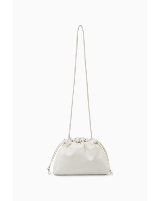 COS White Mini Cavatelli Clutch - Leather