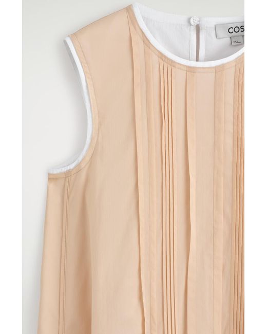 COS Natural Layered Pintucked Mini Dress