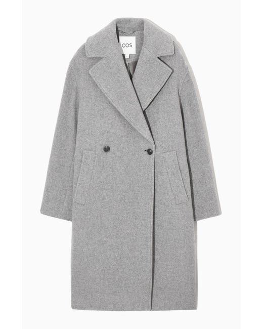 COS Gray Oversized Double-breasted Wool Coat